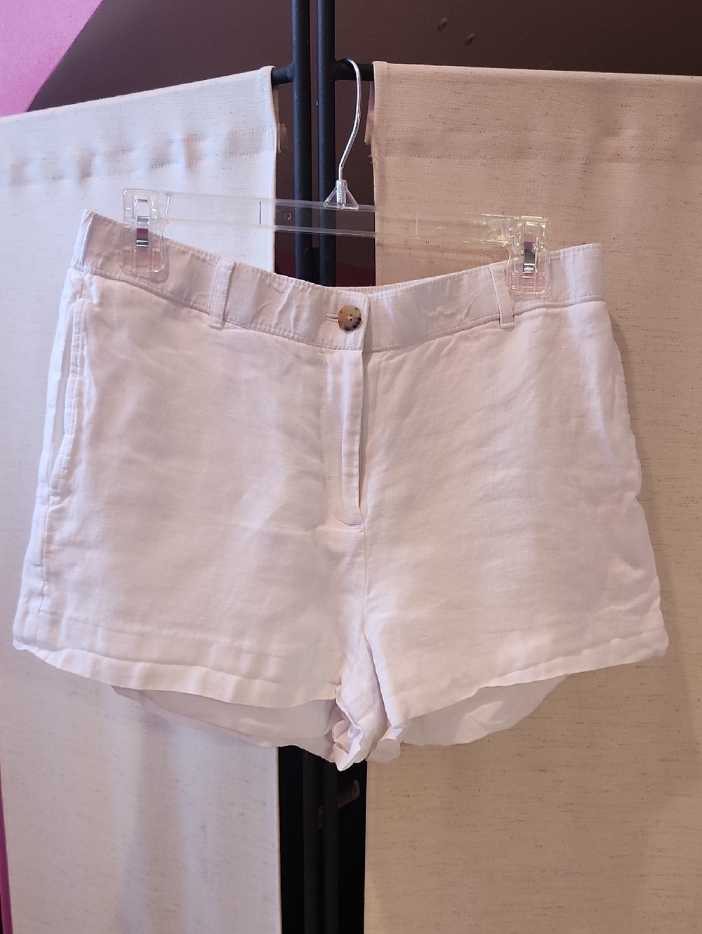 J. Crew White High-Waist Linen Shorts